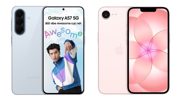 So sánh Samsung Galaxy A57 5G và iPhone 17e
