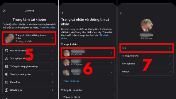 Chọn phần “Thông tin cá nhân” →→ “Tên”