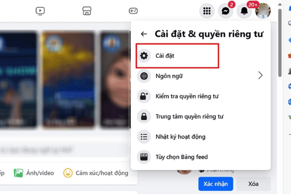 Mở Cài đặt