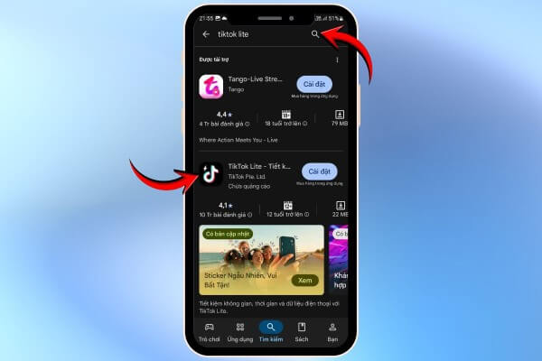 Chọn ứng dụng TikTok Lite