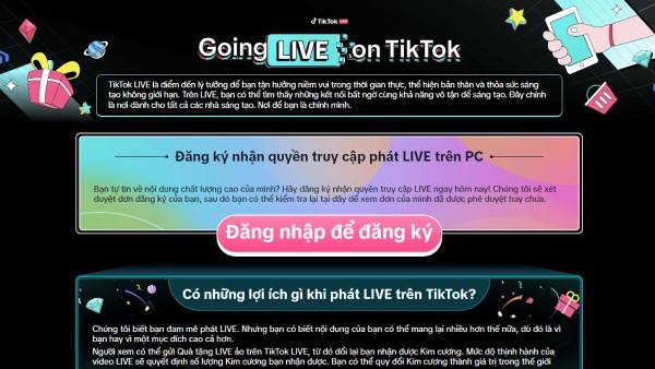 Chọn "Đăng ký quyền truy cập phát LIVE trên PC"