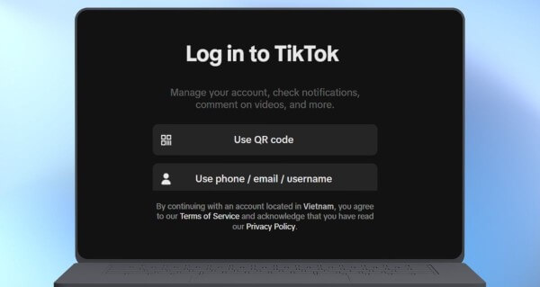 Chọn đăng nhập bằng tài khoản TikTok