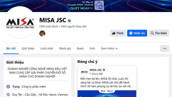 Dấu hiệu nhận biết kênh liên hệ của MISA chính chủ