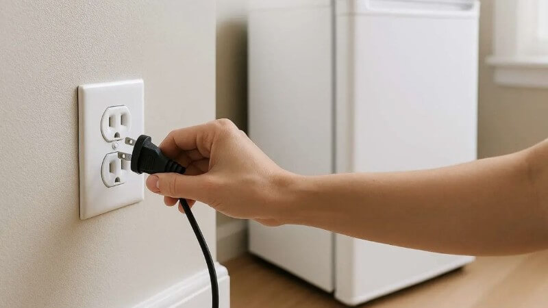 Người dùng nên chờ tủ khô hoàn toàn rồi mới cắm điện tủ lạnh
