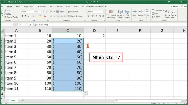 Nhấn tổ hợp phím Ctrl + /