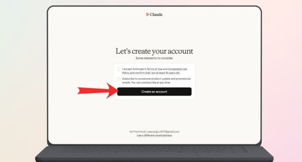 Tiến hành đăng nhập và xác thực email