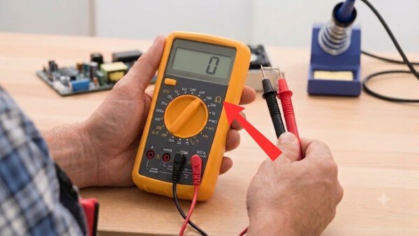 Điều chỉnh đồng hồ vạn năng sang thang đo điện trở phù hợp với giá trị cần đo