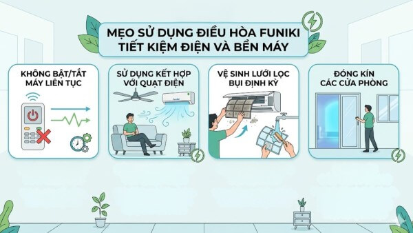Một số thói quen sử dụng điều hòa Funiki tiết kiệm điện và bền hơn