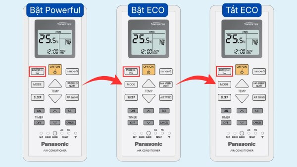 Các bước bật và tắt chế độ ECO AI trên điều hòa Panasonic