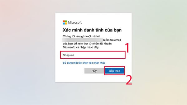 Nhập mã xác minh