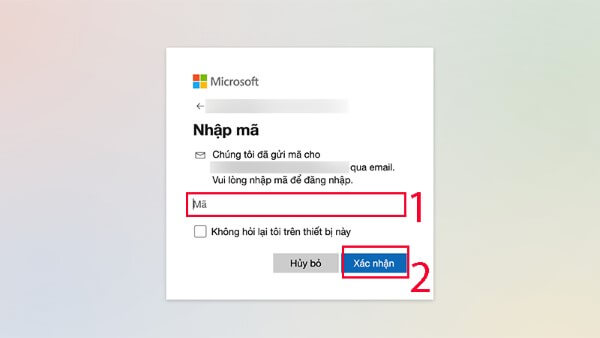 Nhập mã xác minh
