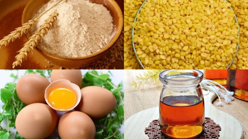 Chuẩn bị đầy đủ nguyên liệu làm bánh trung thu nhân đậu xanh