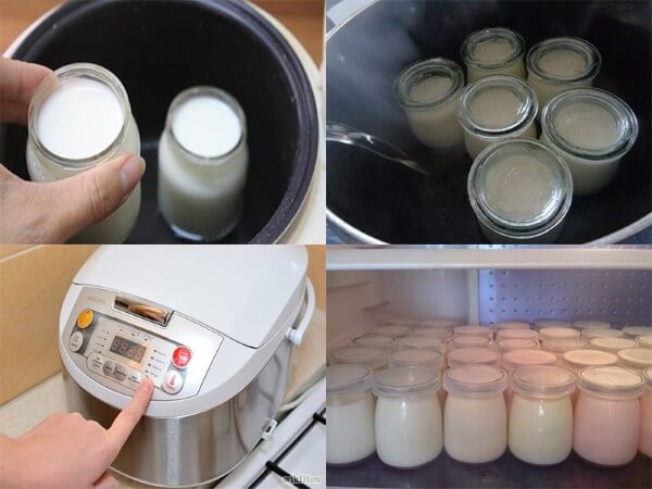 Tiến hành ủ sữa chua bằng nồi cơm điện