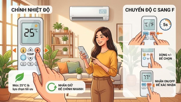 Cách chỉnh nhiệt độ sang độ C dễ dàng