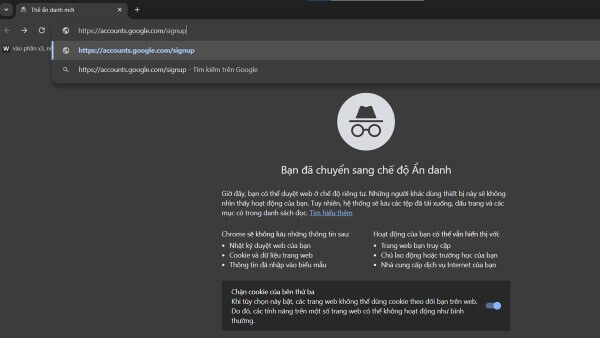 Mở trình duyệt web và truy cập trang đăng ký tài khoản Google