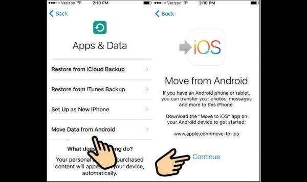 Chọn Di chuyển dữ liệu từ Android