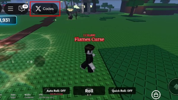 Nhấn biểu tượng Codes