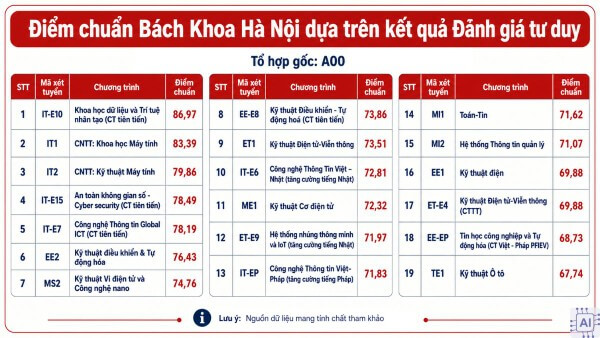 Tuyển sinh theo điểm chuẩn Đánh giá tư duy (TSA)