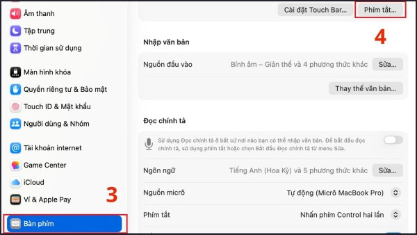 Chọn Keyboard → Keyboard Shortcuts