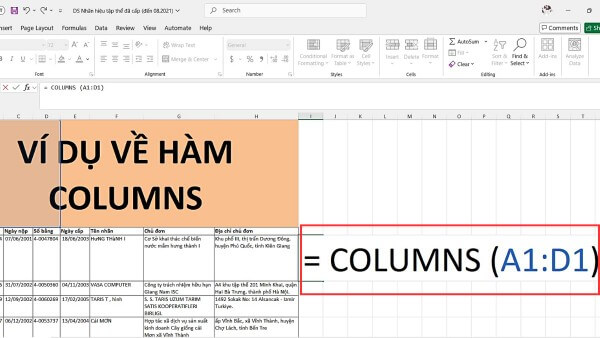 So sánh và nhận biết hàm COLUMN và COLUMNS