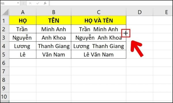 Kết quả sau khi áp dụng cho toàn bộ cột