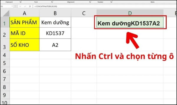 Kết quả sau khi nối dữ liệu trong mảng