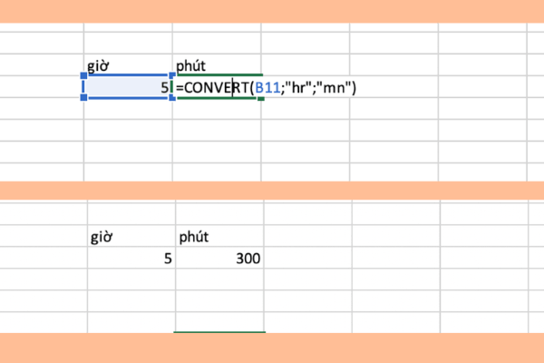 Nhập công thức: =CONVERT(B11,"hr","mn")