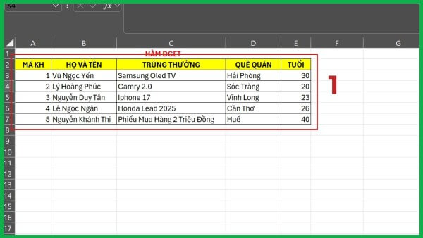 Khởi tạo một bảng dữ liệu trong Excel