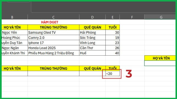 Nhập giá trị hoặc điều kiện cần tra cứu
