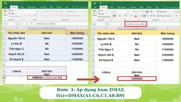 Nhập công thức DMAX
