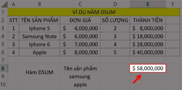 Nhấn Enter để nhận kết quả