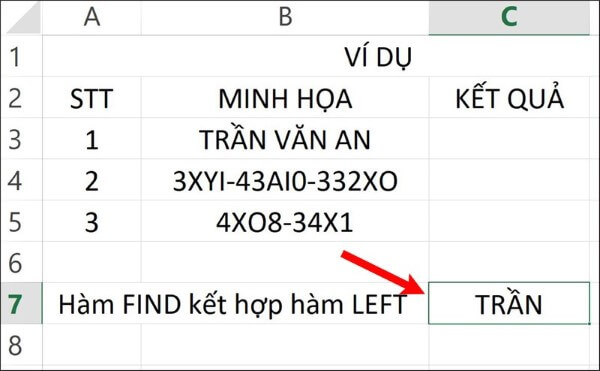 Kết quả sau khi nhấn Enter.