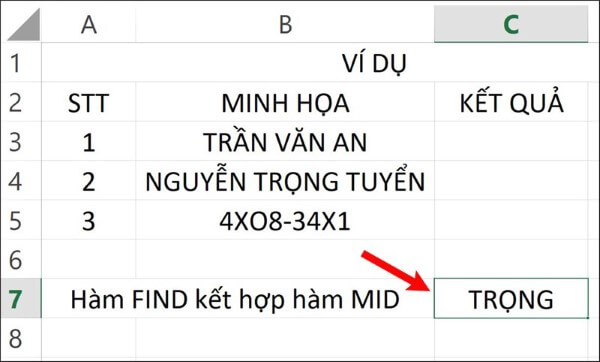 Kết quả sau khi nhấn Enter.