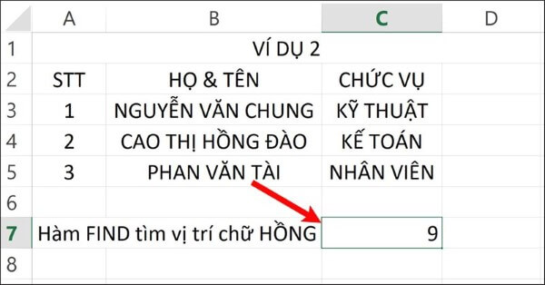 Kết quả hiển thị sau khi thực hiện