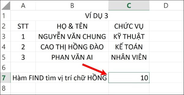 Kết quả sau khi nhấn Enter