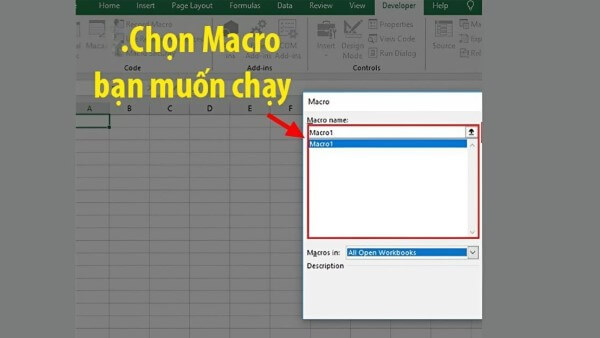 Chọn Macro mong muốn