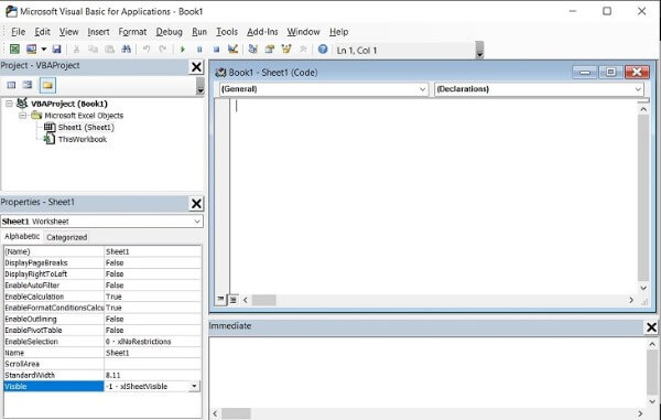Nhấn tổ hợp phím Alt + F11 để mở Visual Basic Editor