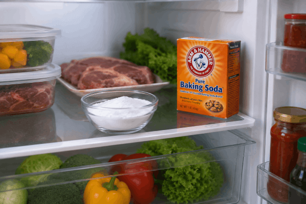 Sử dụng baking soda hoặc than hoạt tính để khử mùi tủ lạnh
