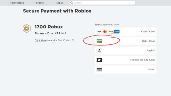 Chọn Debit Card