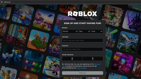 Đăng nhập website Roblox