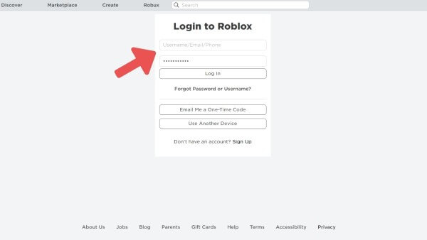 Mở website Roblox và đăng nhập