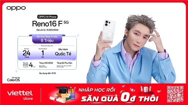 Mức niêm yết chính thức dành cho phiên bản 8GB + 256GB tại Viettel Store hiện ở mức 15.990.000 đồng