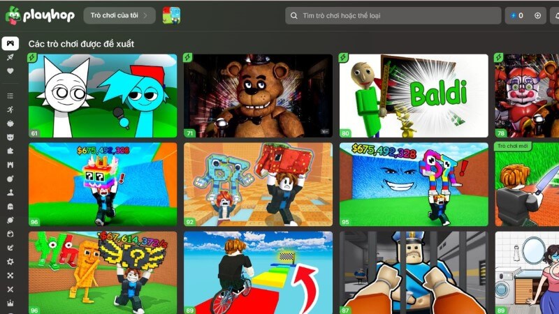 Nền tảng Playhop Roblox tổng hợp nhiều trò chơi trực tuyến trên trình duyệt web