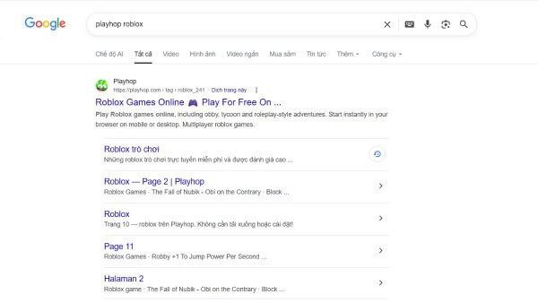 Truy cập chuyên mục Roblox trên Playhop bằng trình duyệt web