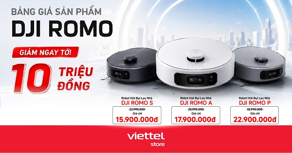 Robot hút bụi lau nhà DJI ROMO giảm ngay tới 10 triệu tại Viettel Store