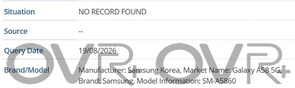 Samsung Galaxy A58 lộ diện với số model SM-A5860