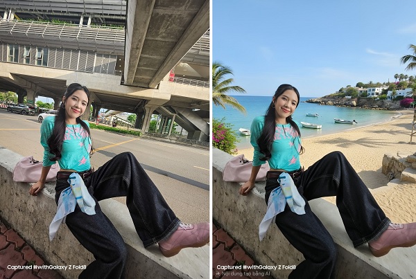Ảnh gốc (bên trái) và ảnh thành phẩm khi dùng tính năng Photo Assist (bên phải)