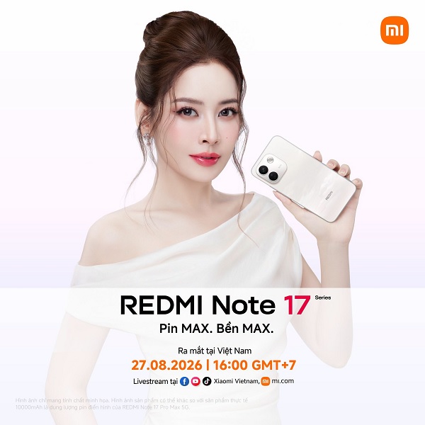 Sự kiện ra mắt Redmi Note 17 Series tại Việt Nam dự kiến diễn ra vào lúc 16:00 ngày 27/8/2026