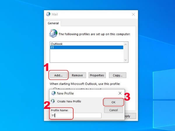 Nhấn Add và nhập tên Profile
