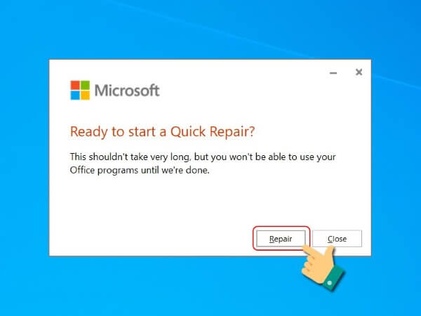 Nhấn Repair để bắt đầu